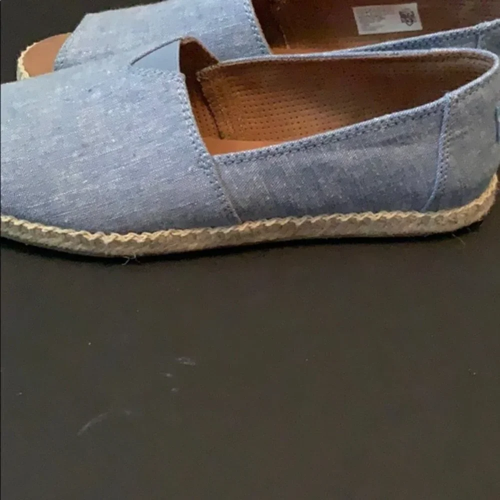 TOMS Alpargata Blue Slub Chambray Open Ztoe Espadrilles: Blue Slub 7
